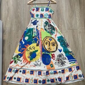 Sun Patterned Garden Dress, Spaghetti strap